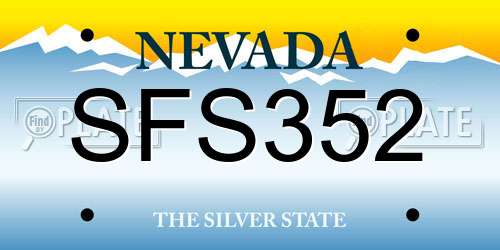SFS352 Nevada License Plate