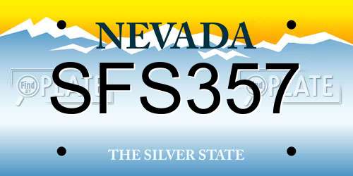SFS357 Nevada License Plate