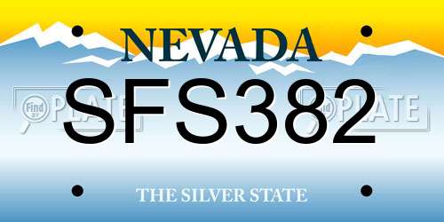 SFS382 Nevada License Plate