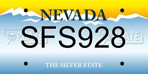 SFS928 Nevada License Plate