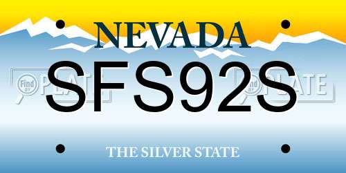 SFS92S Nevada License Plate