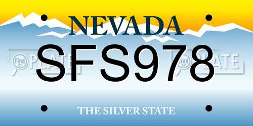 SFS978 Nevada License Plate