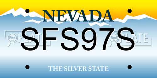 SFS97S Nevada License Plate