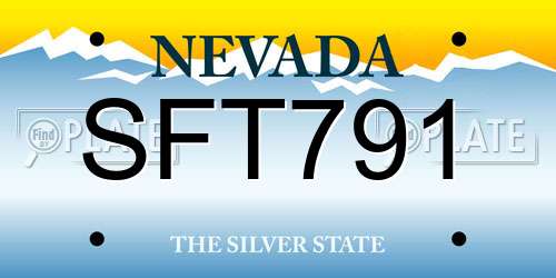 SFT791 Nevada License Plate