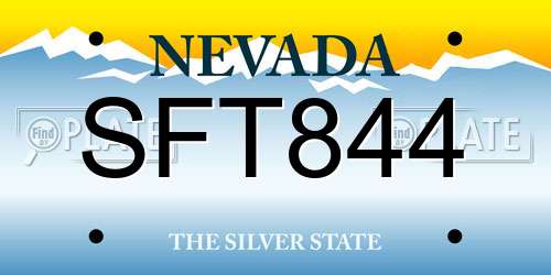 SFT844 Nevada License Plate