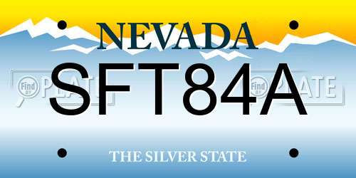 SFT84A Nevada License Plate