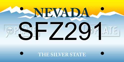 SFZ291 Nevada License Plate