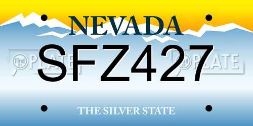 SFZ427 Nevada License Plate