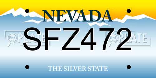 SFZ472 Nevada License Plate