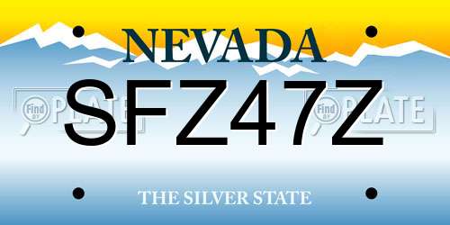SFZ47Z Nevada License Plate