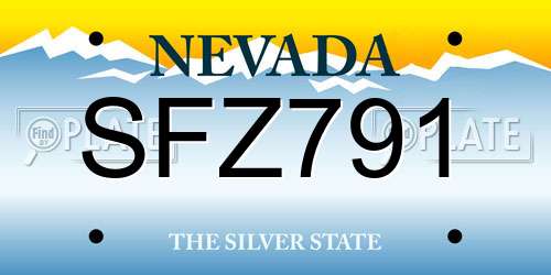 SFZ791 Nevada License Plate