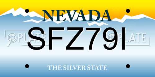 SFZ79I Nevada License Plate