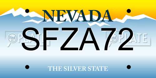 SFZA72 Nevada License Plate