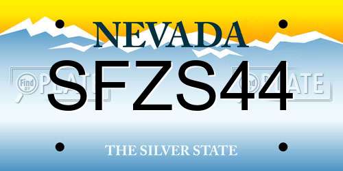 SFZS44 Nevada License Plate
