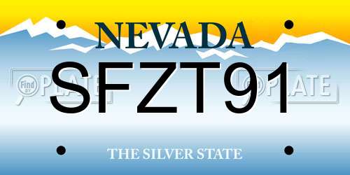 SFZT91 Nevada License Plate