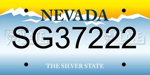 SG37222 Nevada License Plate