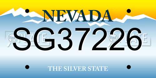 SG37226 Nevada License Plate