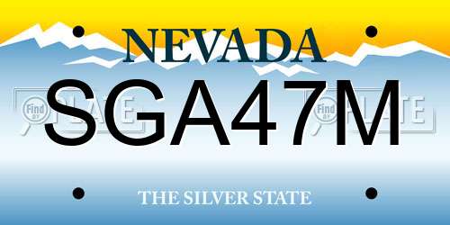 SGA47M Nevada License Plate