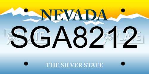 SGA8212 Nevada License Plate