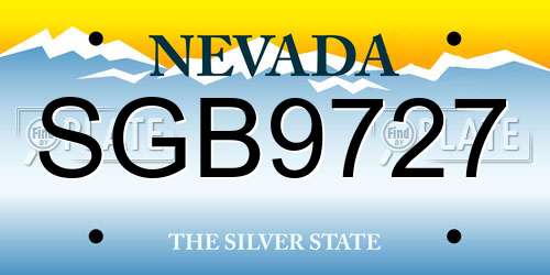SGB9727 Nevada License Plate