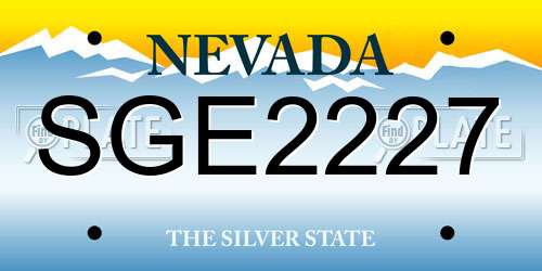 SGE2227 Nevada License Plate