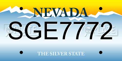 SGE7772 Nevada License Plate