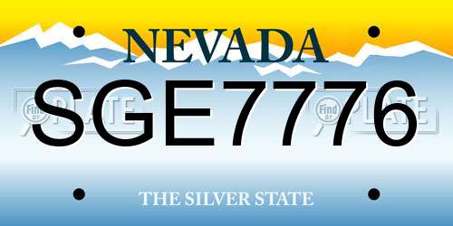 SGE7776 Nevada License Plate