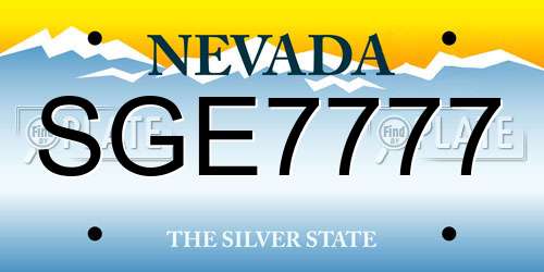 SGE7777 Nevada License Plate