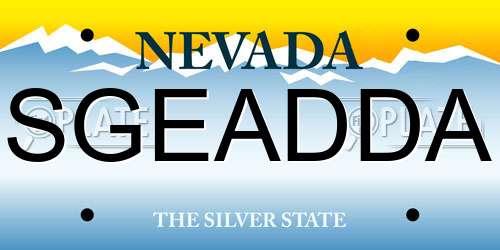 SGEADDA Nevada License Plate