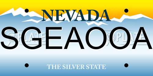 SGEAOOA Nevada License Plate
