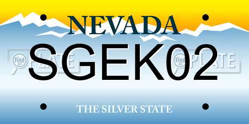 SGEK02 Nevada License Plate