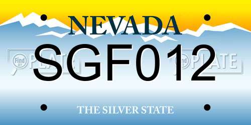 SGF012 Nevada License Plate