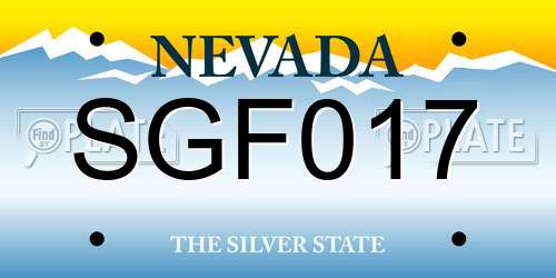 SGF017 Nevada License Plate