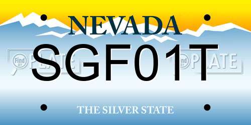 SGF01T Nevada License Plate