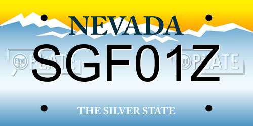 SGF01Z Nevada License Plate