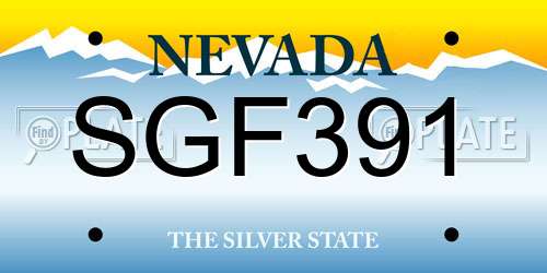 SGF391 Nevada License Plate