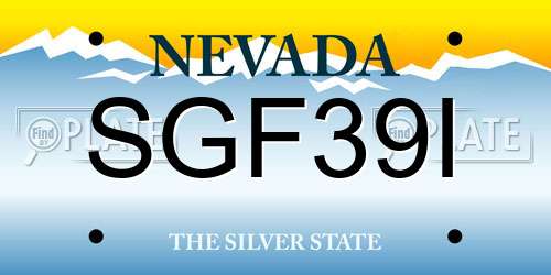 SGF39I Nevada License Plate