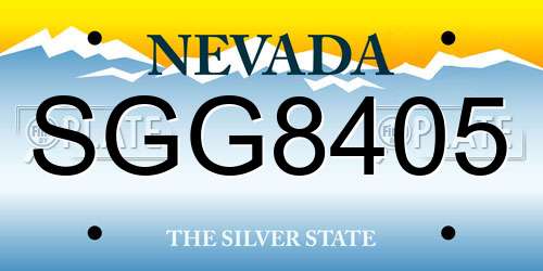 SGG8405 Nevada License Plate