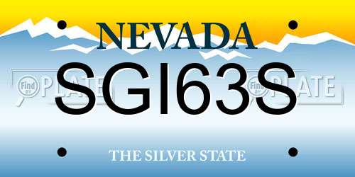 SGI63S Nevada License Plate