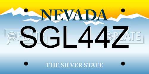 SGL44Z Nevada License Plate