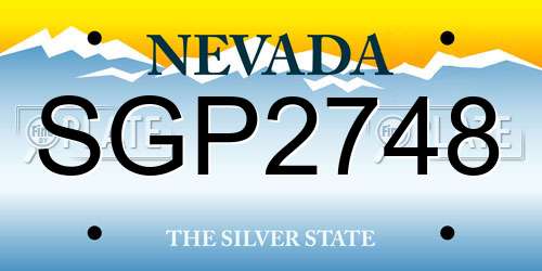 SGP2748 Nevada License Plate