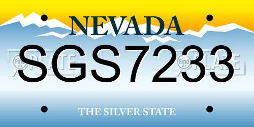 SGS7233 Nevada License Plate