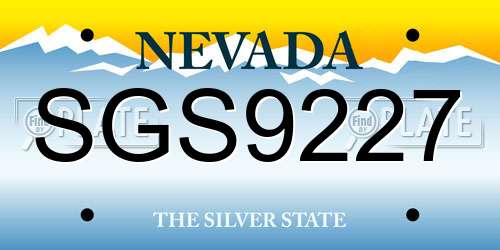 SGS9227 Nevada License Plate
