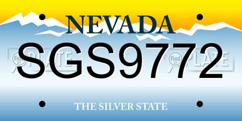 SGS9772 Nevada License Plate
