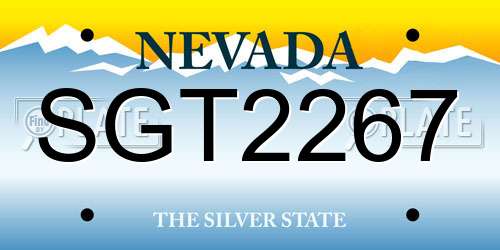 SGT2267 Nevada License Plate