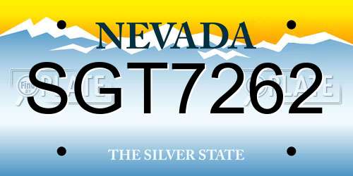 SGT7262 Nevada License Plate