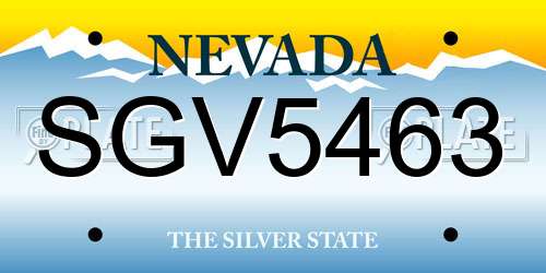SGV5463 Nevada License Plate