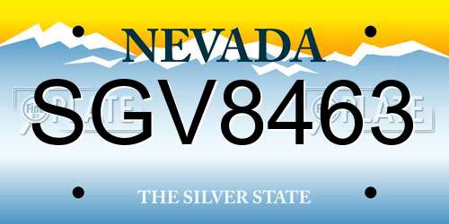 SGV8463 Nevada License Plate
