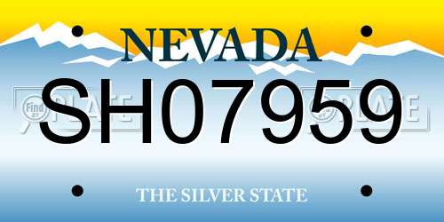 SH07959 Nevada License Plate