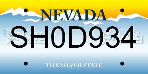 SH0D934 Nevada License Plate